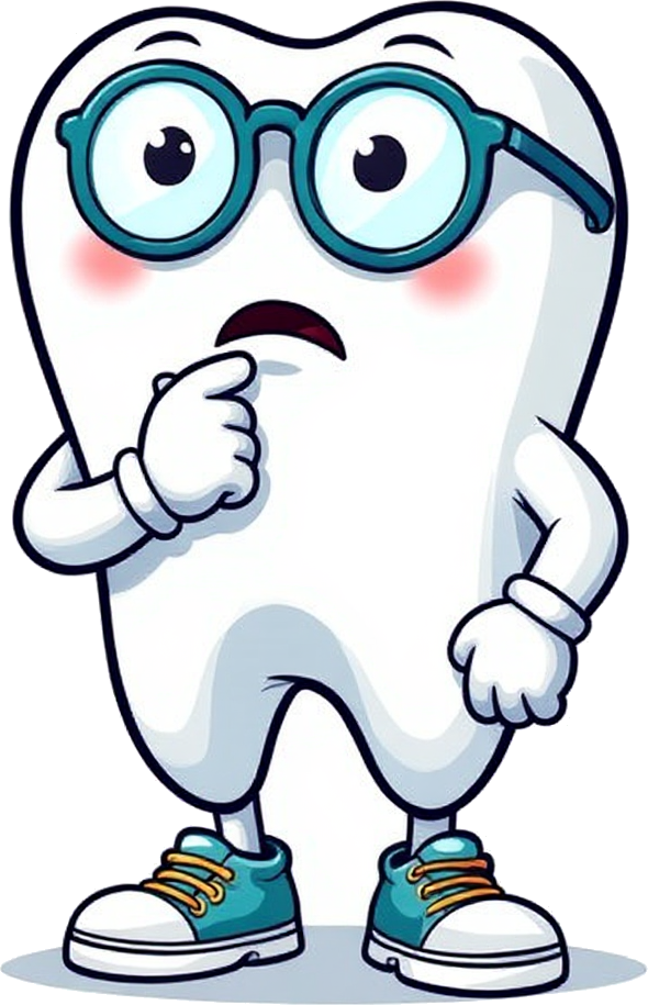 Illustrated guide mascot weighing veneer options